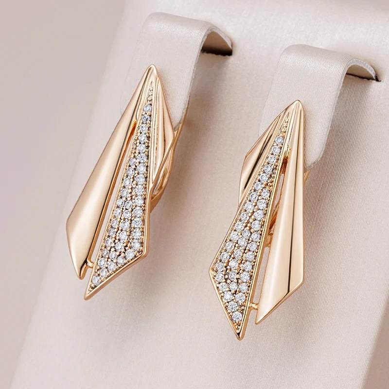Trend Gold Plated Earring For Women Micro Inlay Synthetic Zircon Geometry Drop Earrings Temperament Jewelry Gifts