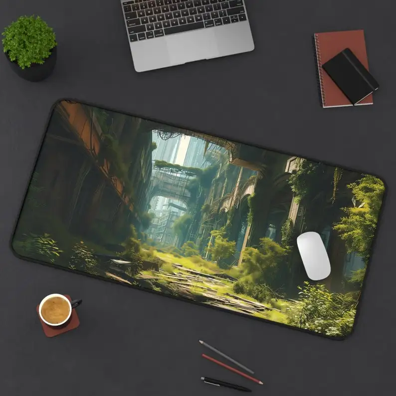 

Doomsday Theme Deskmat,naturally Regenerated Urban Mousepad,non-slip Gaming Mouse Pad,green Desktop Decoration for Work and Play