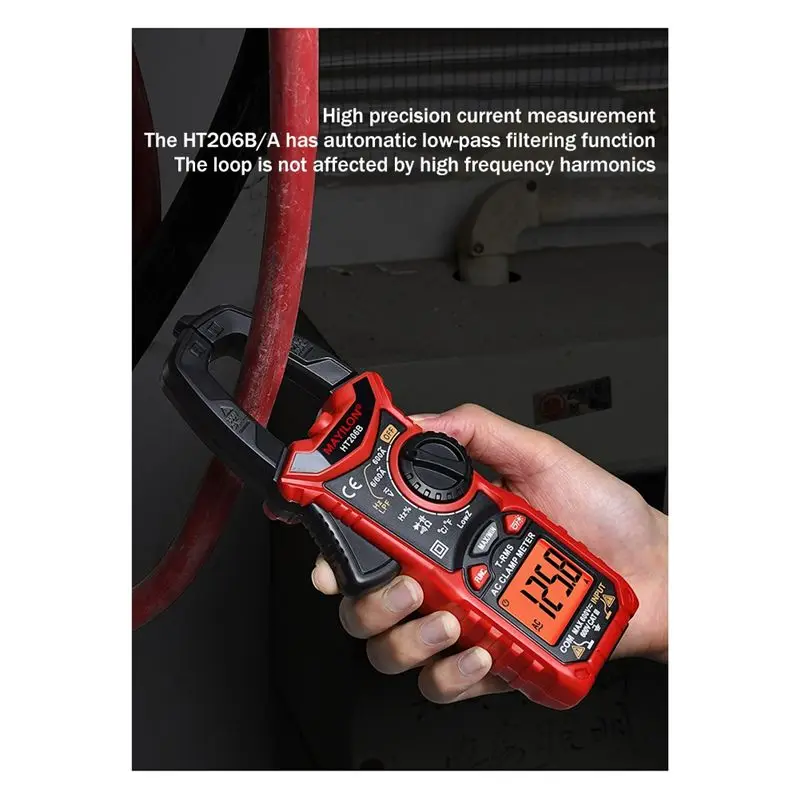 MAYILON HT206A 600A AC Current Two Color Backlight NCV Clamp Ammeter With Carrying Case