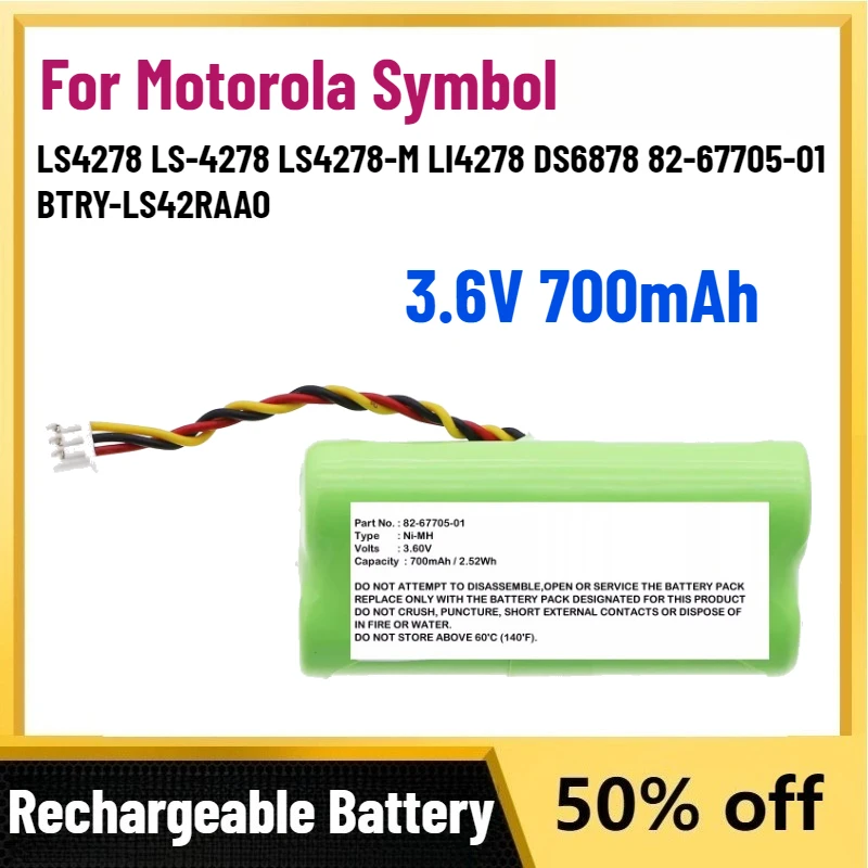 In Stock 3.6V 700mAh Barcode Scanner Battery for Motorola Symbol LS4278 LS-4278 LS4278-M LI4278 DS6878 82-67705-01 BTRY-LS42RAAO