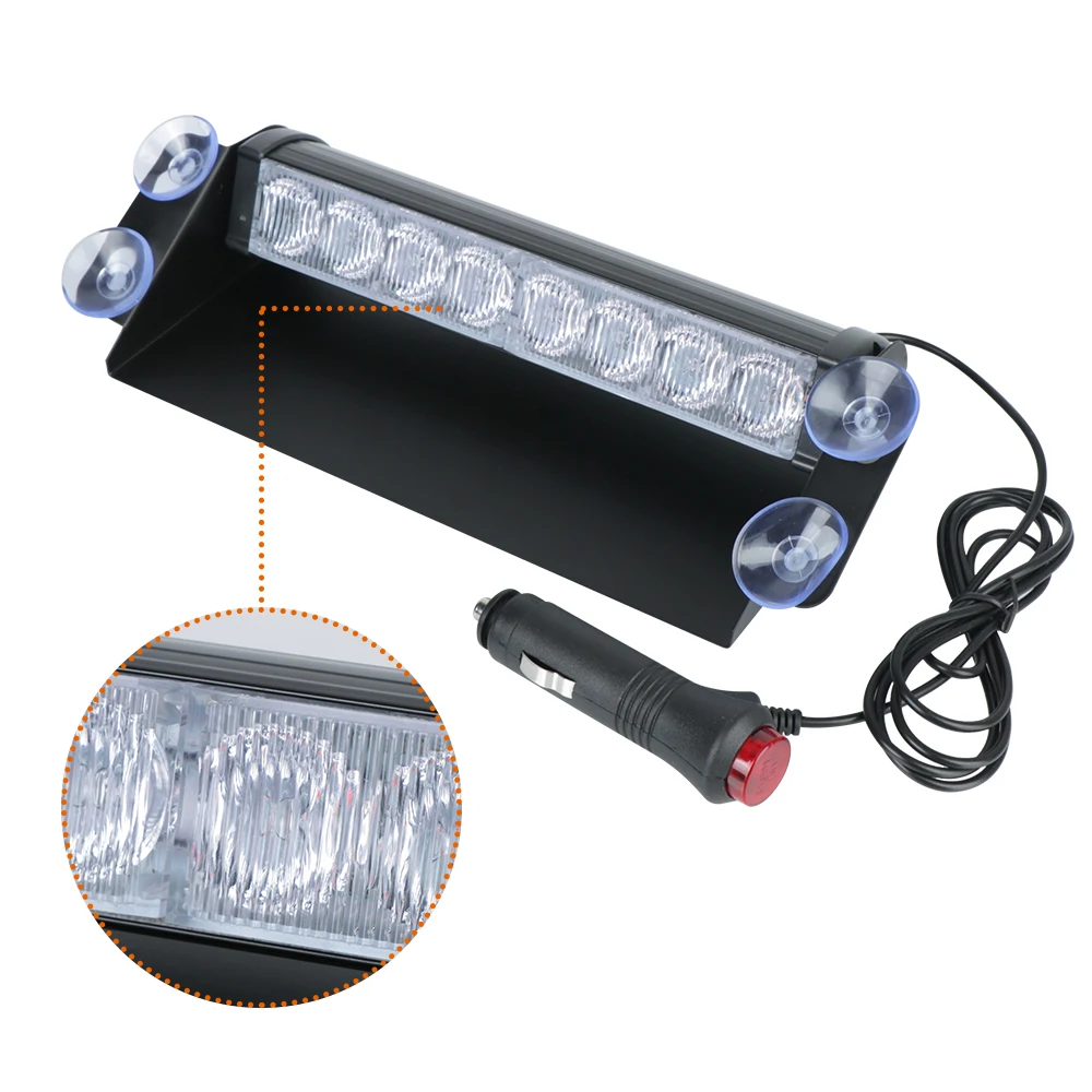 Luz estroboscópica de advertencia para salpicadero de coche y camión, intermitente de emergencia, Flash de día para correr, luces Led de policía, 3 modos intermitentes, 8 Led, 12V