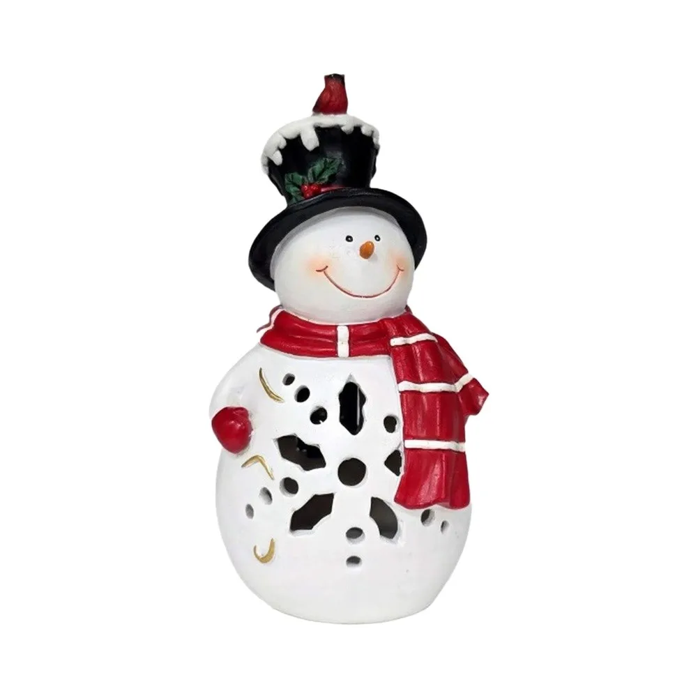 Resin Solar Powered Penguin or Snowman Christmas Garden Ornament Glow at Night Outdoor Decoration 14.5x11.5x20.5cm