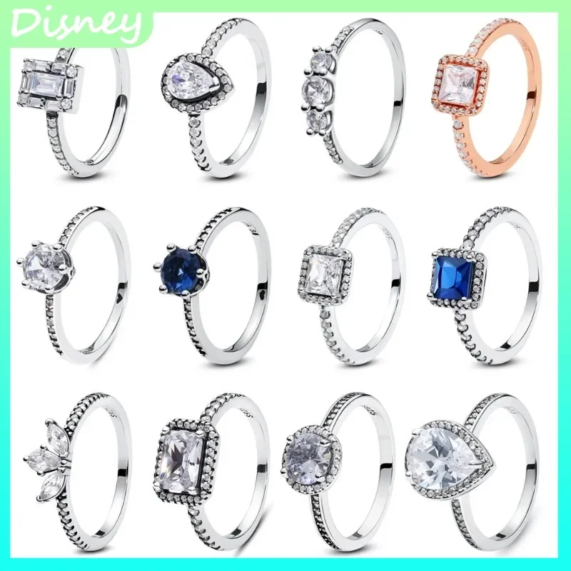 

2025 S925 Sterling Silver Original Women's Ring Stackable Crystal Heart Pavé Engagement Wedding Jewelry • Birthday Gift
