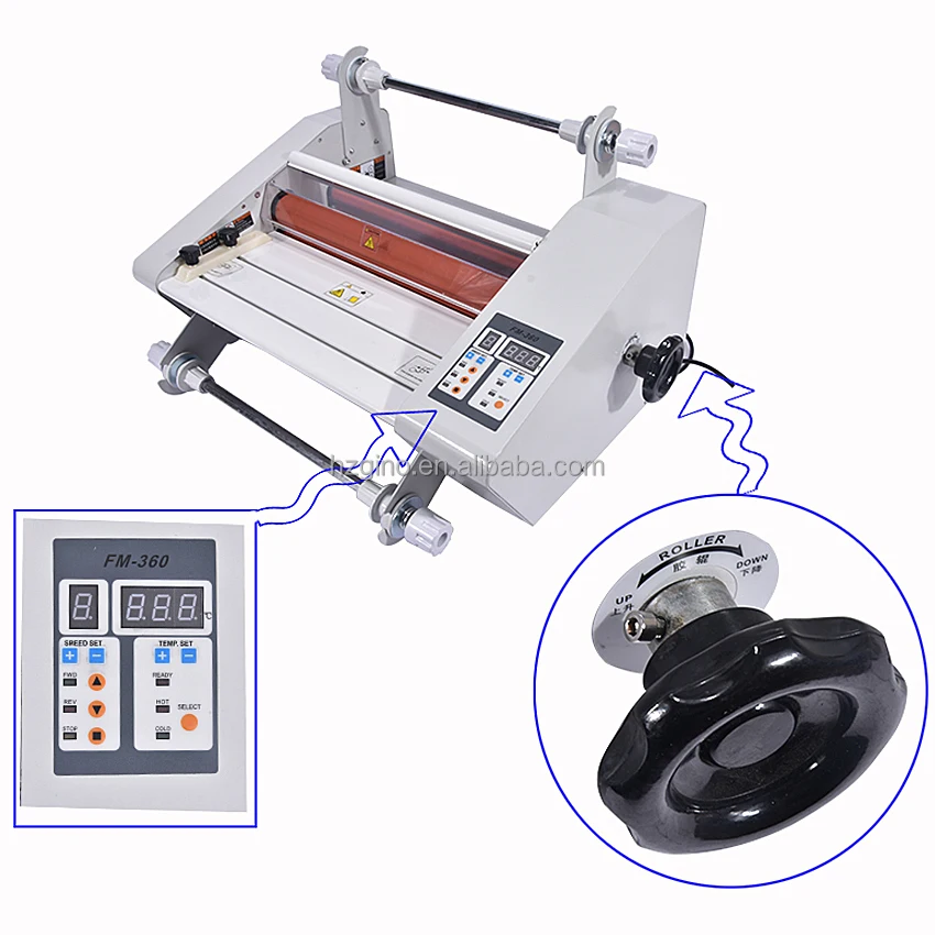 

FM-360 Desktop A3/A4 Paper Laminating Machine Economic Single Double Sides Hot/Cold Roll Laminator A5 Size New Metal Roller
