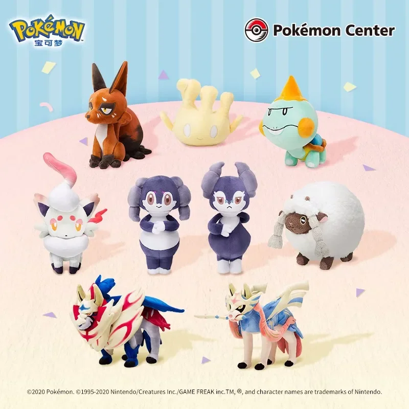 Stock Original Pokémon Zorua Zacian Zamazenta Perrserker Milcery Indeedee Wooloo Nickit Obstagoon Game Anime Figure Plush Toys