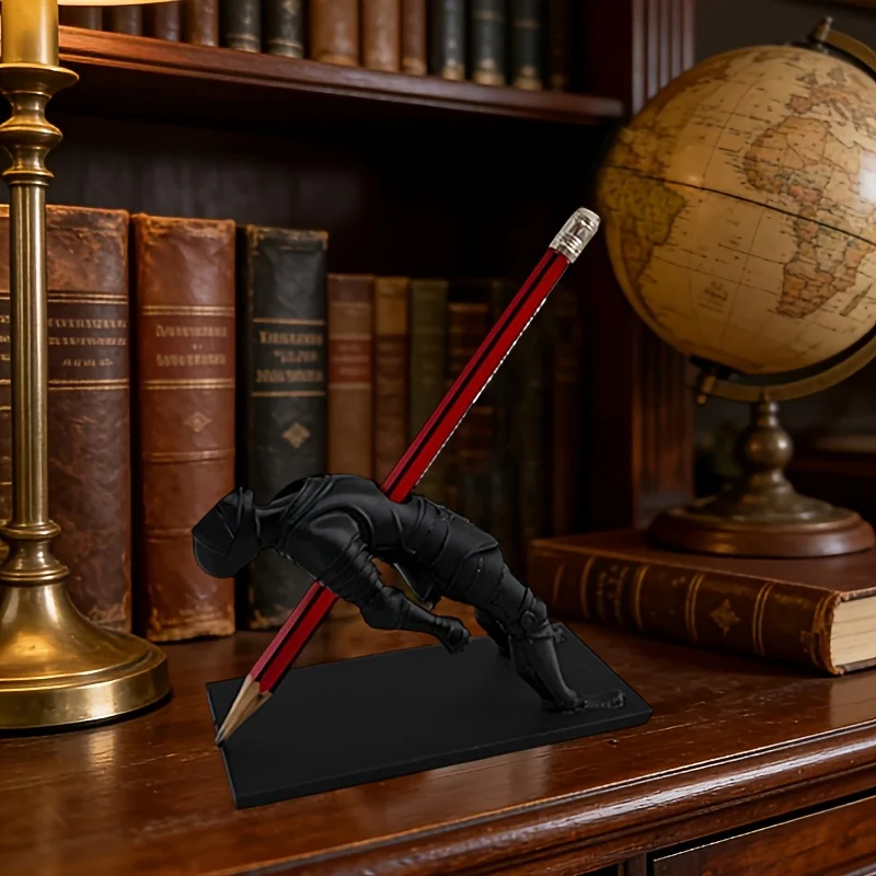 Gothic Figurine Pen Holder Desktop Organizer Retro Historical Decor Unique Ornament for Gaming Desk RPG Lovers Collectors Gift