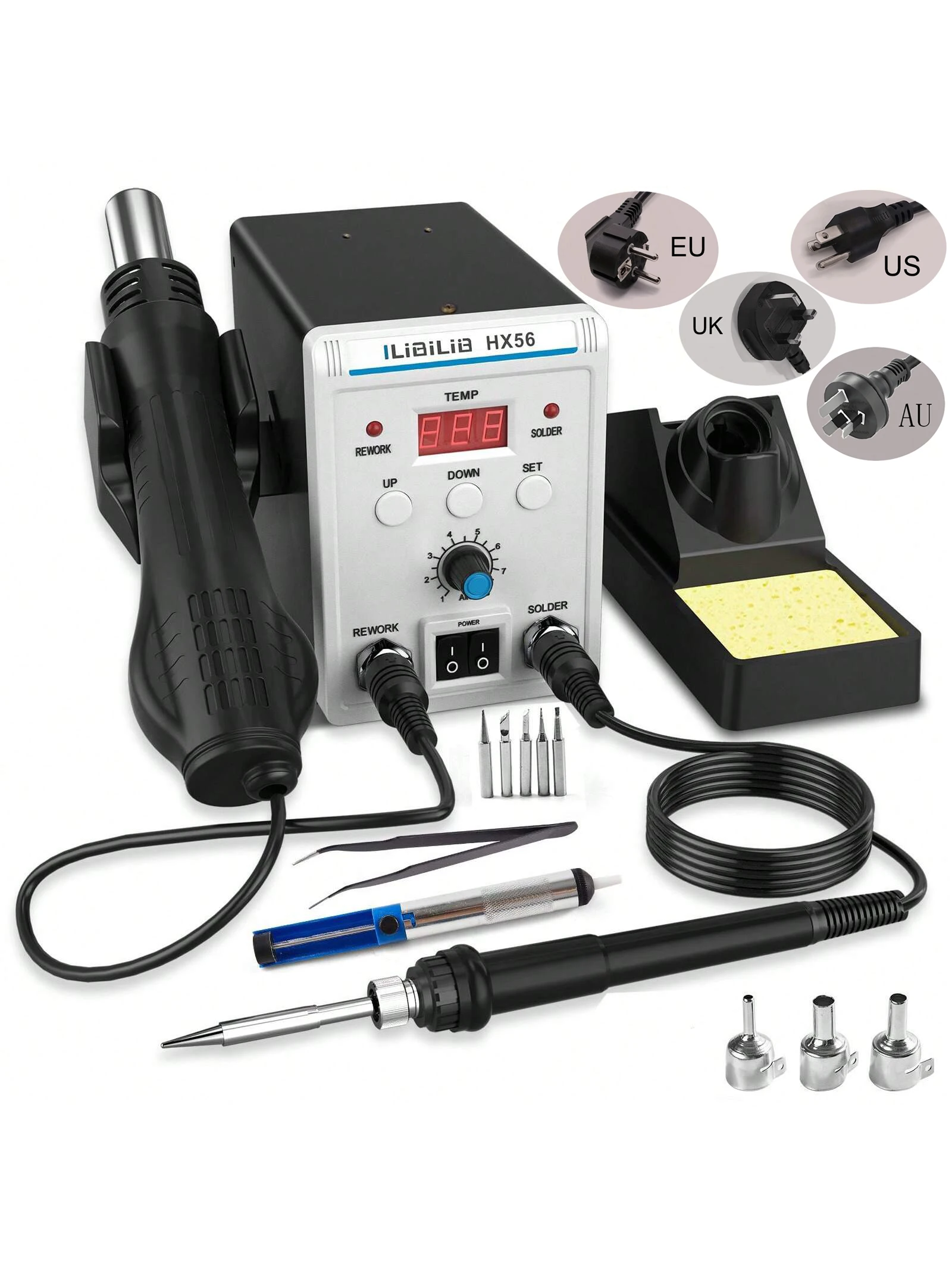 ilibilib-hx56-100v-240v-stazione-saldante-con-pistola-ad-aria-calda-e-ferro-da-saldatura-kit-di-rilavorazione-digitale-con-controllo-temperatura-led-e-supporto-integrato