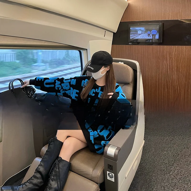 

Женская толстовка с капюшоном из овечьей шерсти, осенне-зимняя, утепленная, синяя, с круглым вырезом, оверсайз, свободного кроя, больших размеров, средней длины, верхняя одежда