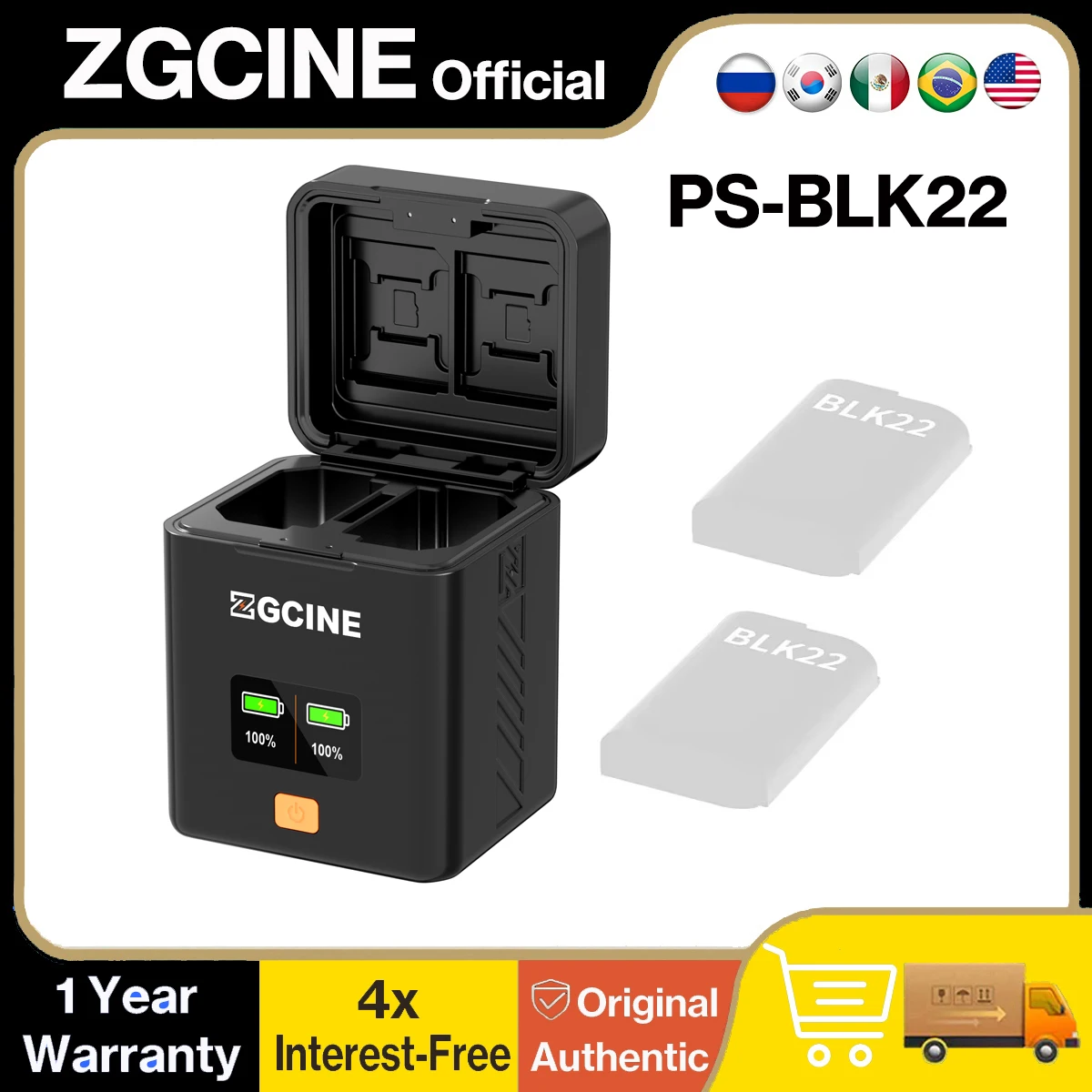 ZGCINE DMW-BLK22 Battery Charging Case USB-C PD Dual Slot OLED Card Reader for Panasonic S5II S5IIX GH6 GH7 S5 G9II S9 GH5M2