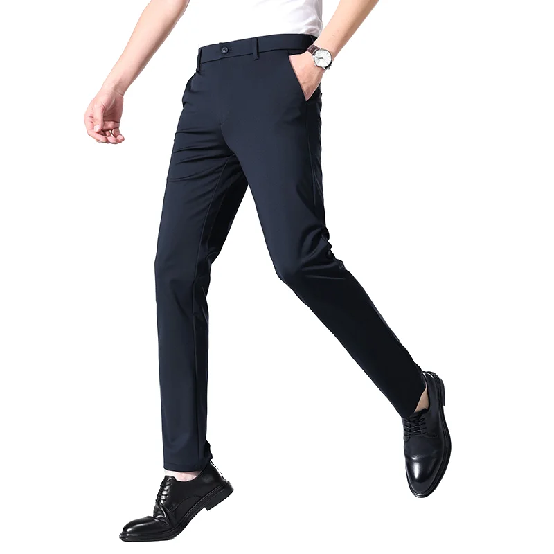 

Men's Trendy Suit Trousers - Nylon Mulberry Silk Blend High Stretch Business Casual Pants, Office Wear & Comfortable Workwear