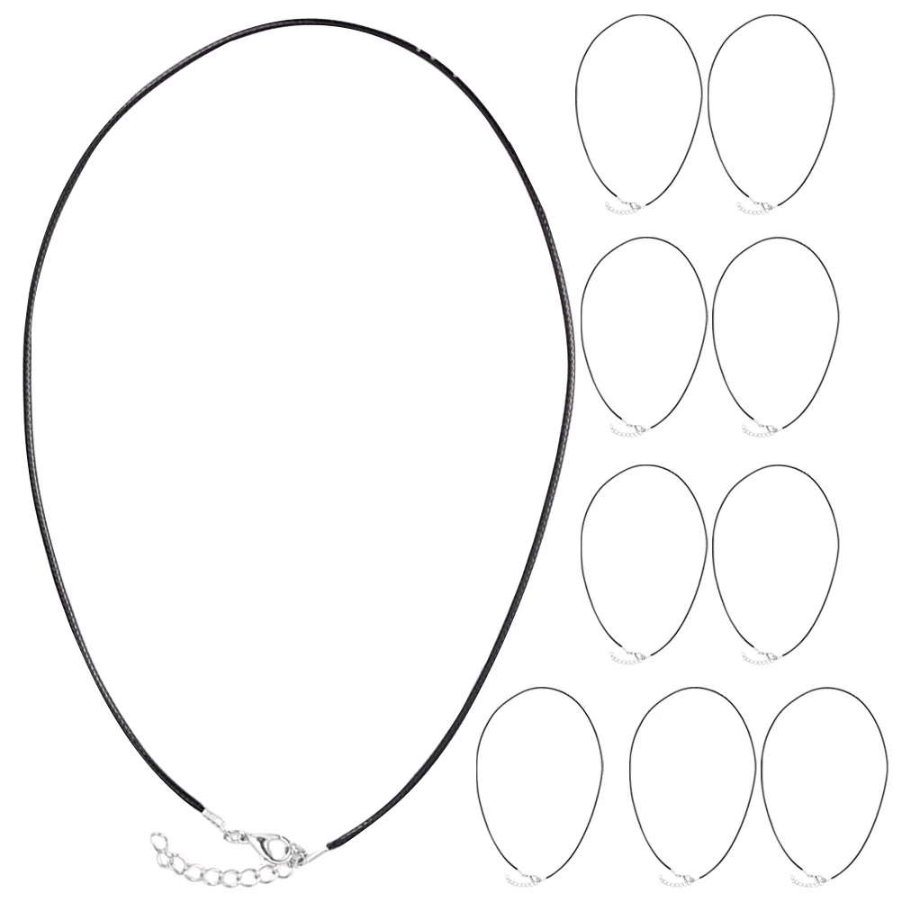 

10Pcs Wax Cord with Clasp Necklace String for Pendant DIY Jewelry Making Black Cord Rope Unisex Craft Material
