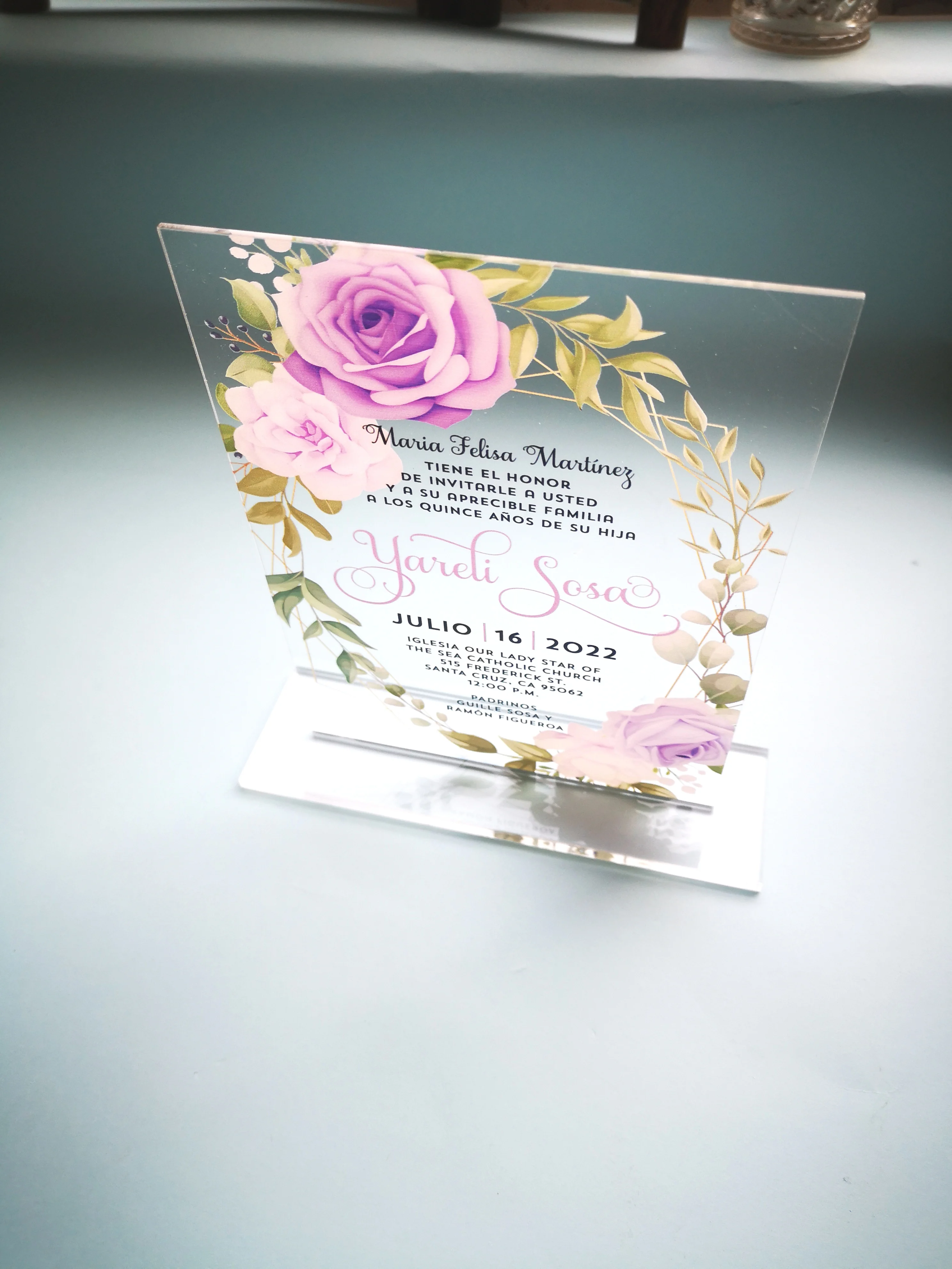 Custom Lavender Wedding Invitation Cards With Stand Elegant Royal Engagement Invitations With Box Plexiglass Cards