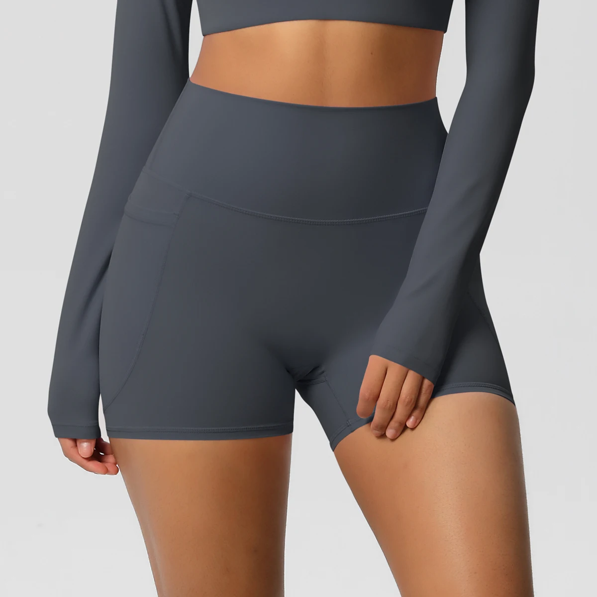 Damen-Sportshorts mit Taschen, Yoga-Leggings-Shorts, Squat-Proof, Hohe Taille, Fitness-Tights, Schnelltrocknend, für Radfahren, Workout und Gym – Detail 28