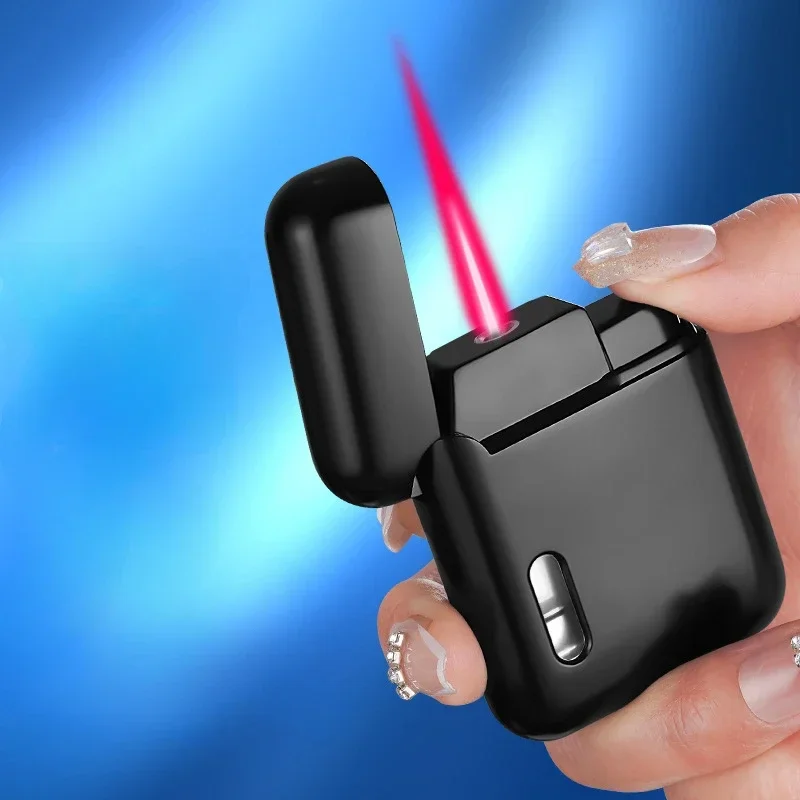 

Fashionable Red Flame Gas Lighter Direct Injection Windproof Electroplating Process Compact Body Lighters are unusual