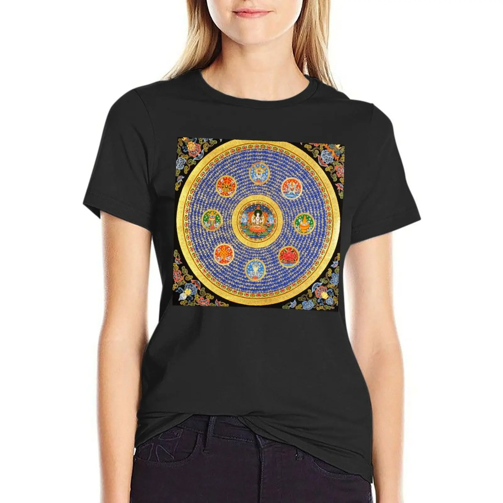 

Buddhist Hindu Mandala 22 T-Shirt lady clothes tops kawaii clothes summer tops cat shirts for Women