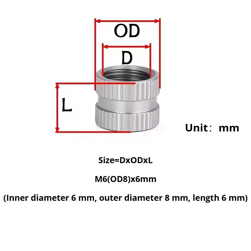 303 Stainless Steel GB809 Hot Melt Insert Knurled Nut M1.6 ~ M10 Thread Heat Molding Injection Embed Nuts