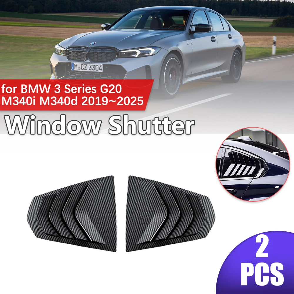 

Car Shutter for BMW 3 Series G20 M Sport M340i M340d 2019~2025 2020 Rear Side Window ABS Louvers Triangular Sticker Accessories