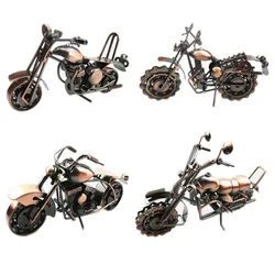 Metal Retro Motorcycle Model Motor Figurine Iron Motorbike Prop Handmade Boy Gift Kid Toy Home Office Decor Collection