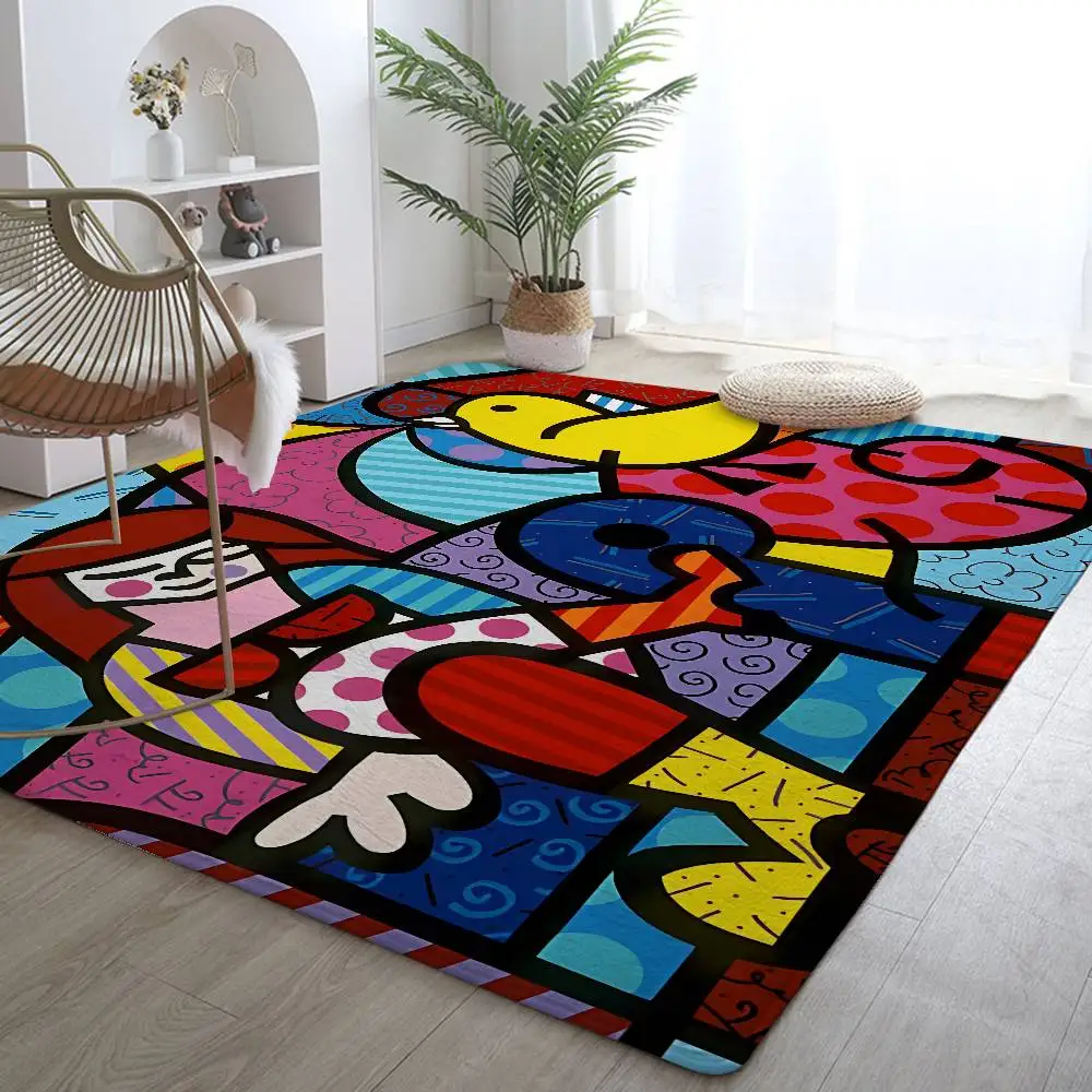 Retro Geometry R-Romero B-Britto Floor Mat Bathroom Absorbent Mat Simple Door Dirt-resistant Mat Home Kitchen Mat Mat Entry Mat