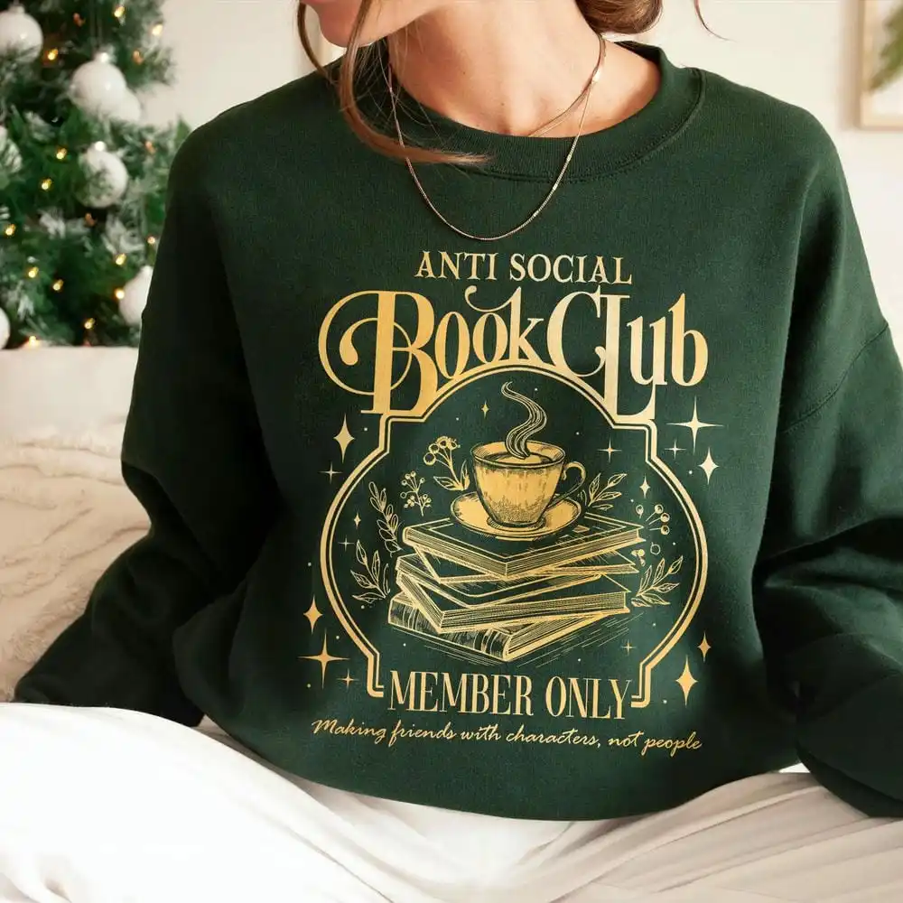 

Женский свитшот в стиле ретро для книжного клуба, унисекс, пуловеры Y2K, рождественский подарок для любителей книг, забавный свитшот, уличная одежда