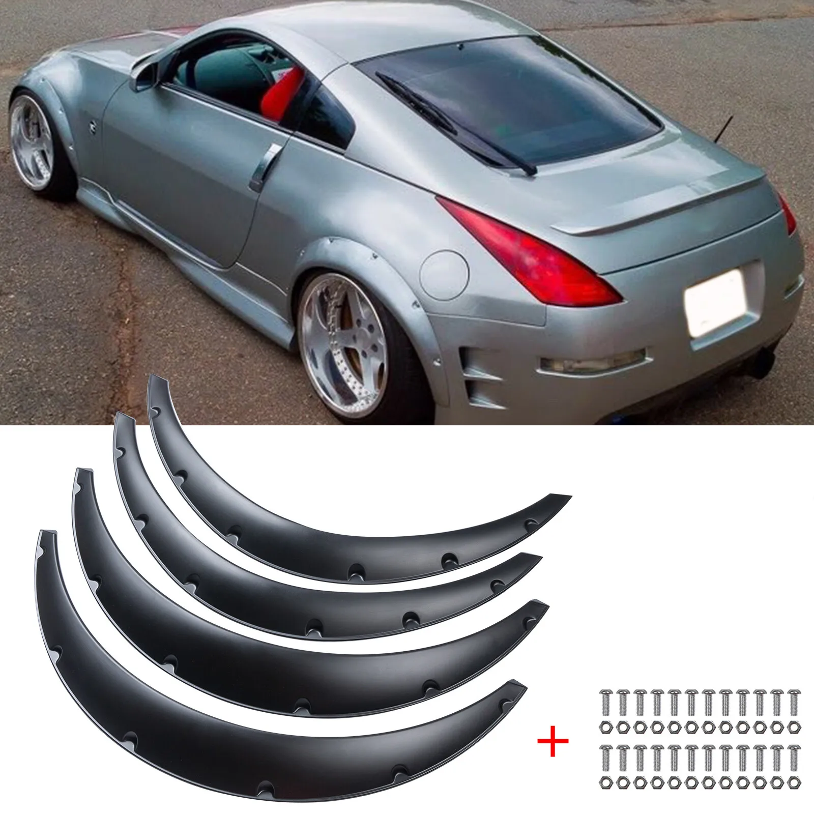 

for Nissan 350Z Fender Flares Wide Body Kit JDM Arch Extensions 3.5" 90mm 4pcs