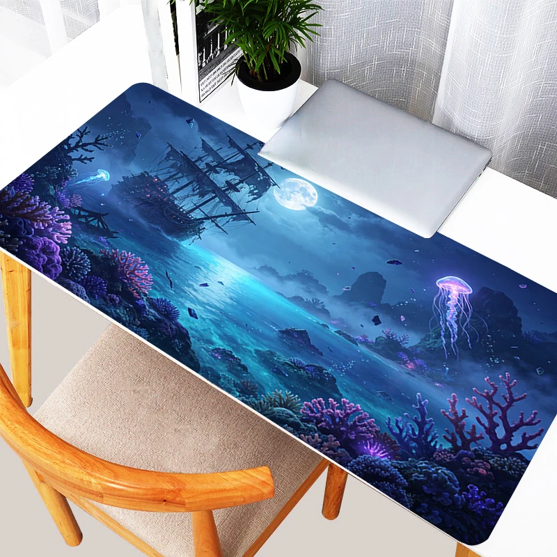 Mouse Pad Large Desk Mat Retro Treasure Map Mousepad Non-Slip Gaming Accessories Game Extended Keyboard Pad PC Computer Mousepad
