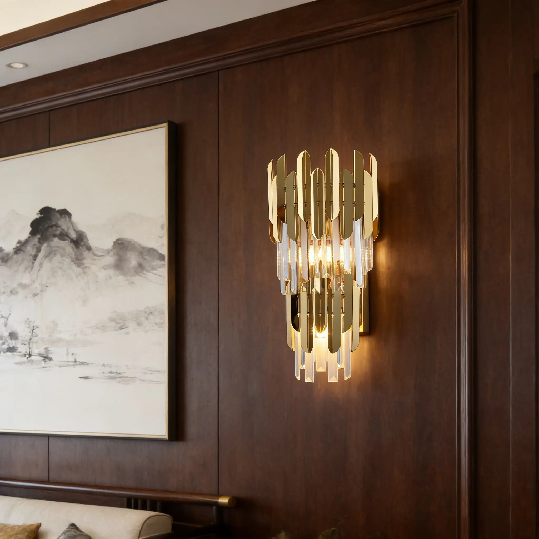 

LED Contemporary Crystal Wall Lamp Fashion Art Living Room Bedroom Bedside Lighting Luxury Villa Hotel Aisle Corridor