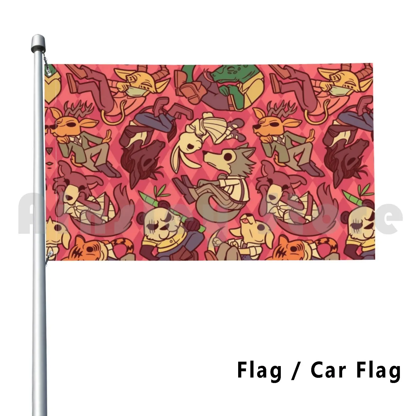 Bandera de los Little Beastars, bandera de coche, Beastars divertidos, Haru, Louis Wolf, Anime, Manga, conejito, carnívoros, Juno