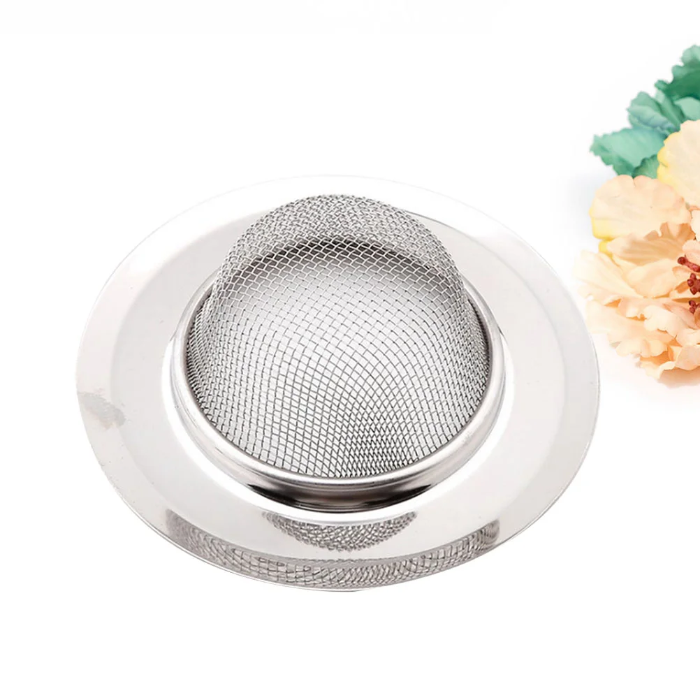 Mesh Strainer Shower Drain Cap Kitchen Sink Anti-blocking Stainless Steel Cover Silver