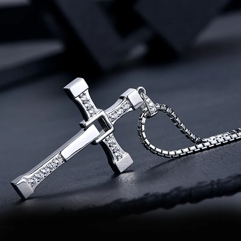 Men\'s Fashion Zircon Cross Pendant Necklace Chain for Men Friend Gift Hip-hop Punk Party Faith Jewelry Accessories Collar Hombre