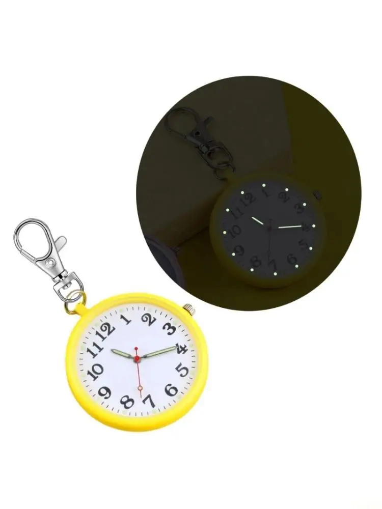 B03F Portable Pocket Watch Keychain Attachment Easy to Read Number Shatterproof Glass
