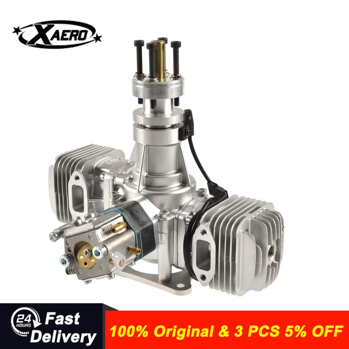 

DLE 40CC Twin Cylinder Two Stroke Side Exhaust Gas Engine w/ Muffler&Ignition