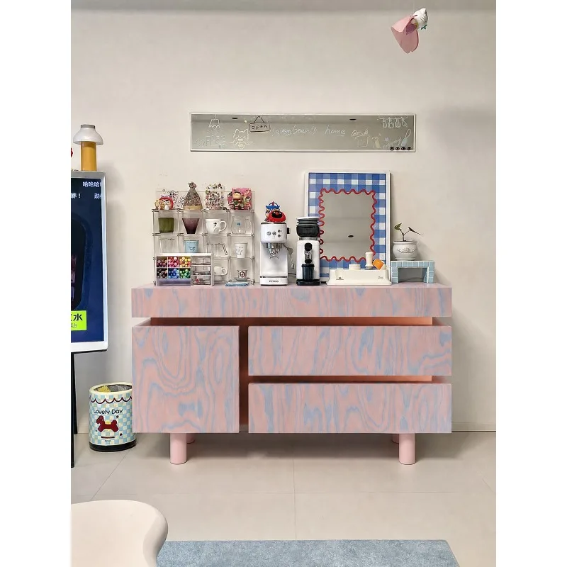 Blue powder cabinet Light luxury chest cabinet Living room Coffee cabinet Storage water bar