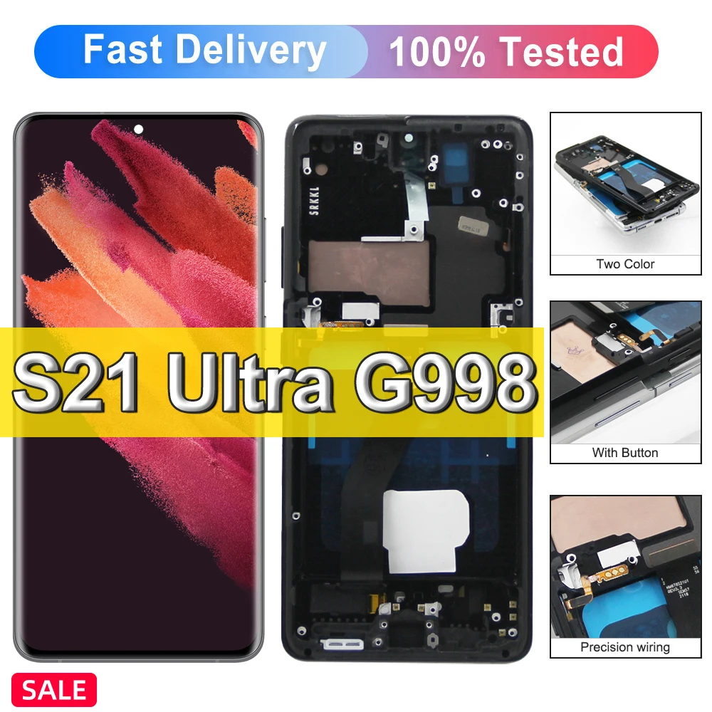 667-oled-s21-ultra-display-for-samsung-galaxy-s21-ultra-5g-g998-g998u-b-lcd-display-touch-screen-replacement-assembly-frame