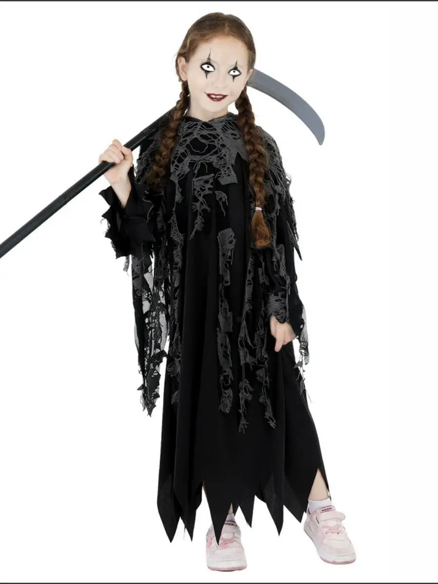 Nuevo disfraz de esqueleto de halloween, ropa de actuación para niños, Dios de la muerte, espantapájaros, guadaña de Terror, fantasma, Dr up, Material de poliéster