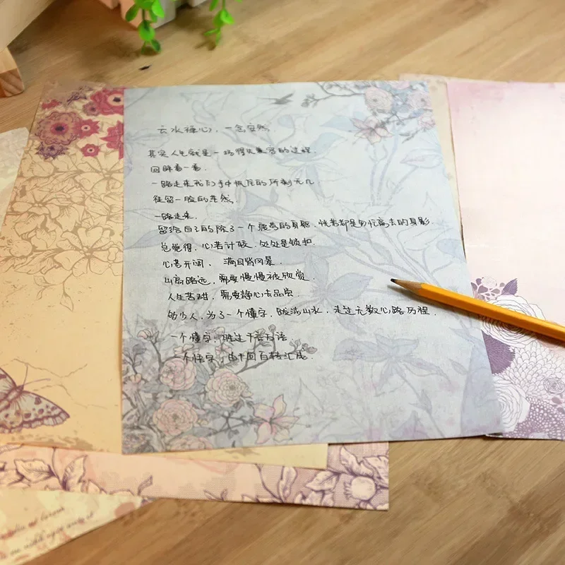 Almohadillas de letras de flores europeas para sobres, papel de escritura DIY, tarjeta de mensaje, invitaciones de fiesta de boda, papelería, 10