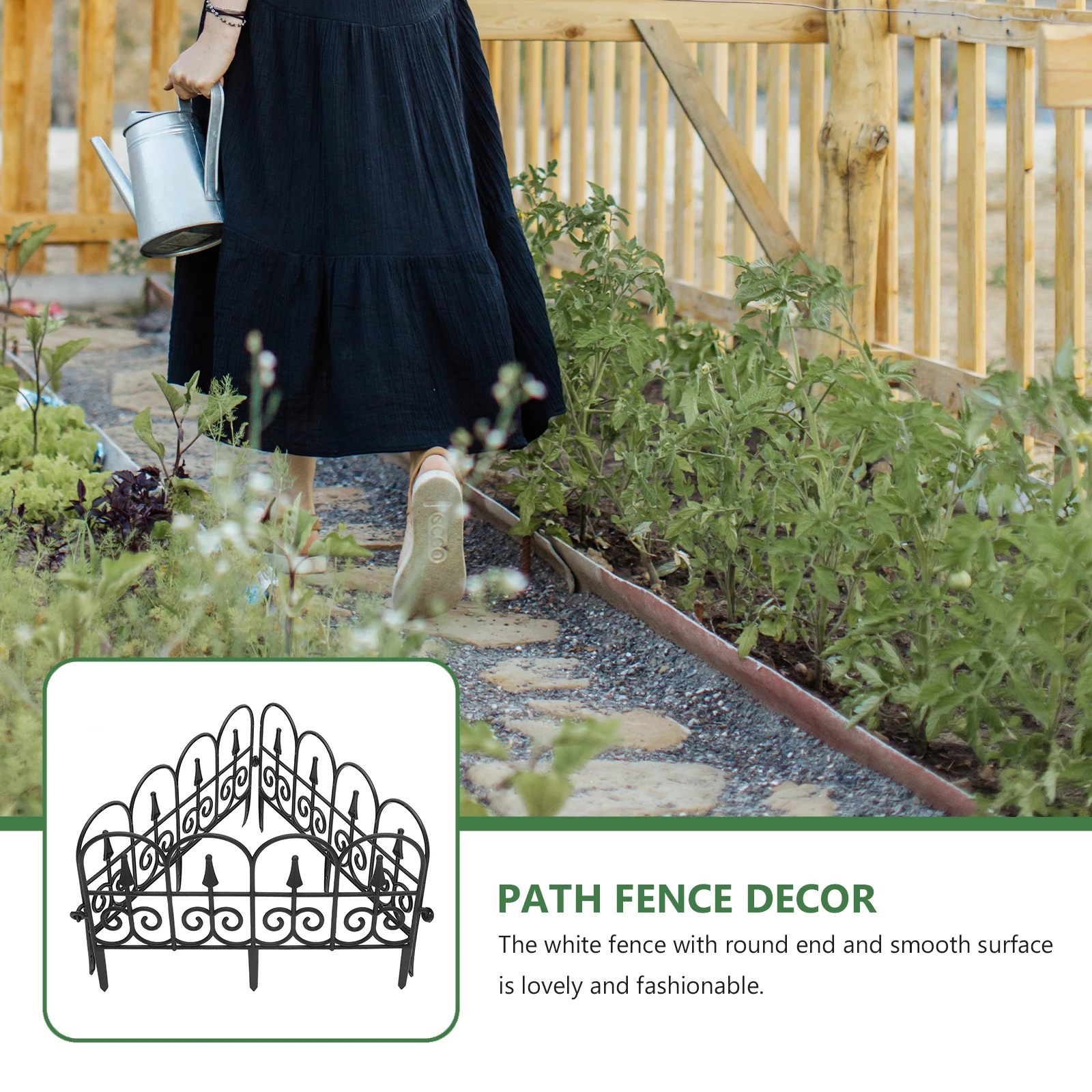 

3pcs Plastic Panels Garden Path Wedding Decor Outdoor Fence Round End Smooth Surface Durable Weatherproof Garden Fence Ornament