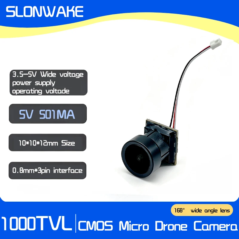 SLONWAKE 1000TVL FPV Camera Nano Size 3.5-5V CVBS Analog Camera 1g Ultra Lightweight For Happymodel Micro Tinywhoop Drone