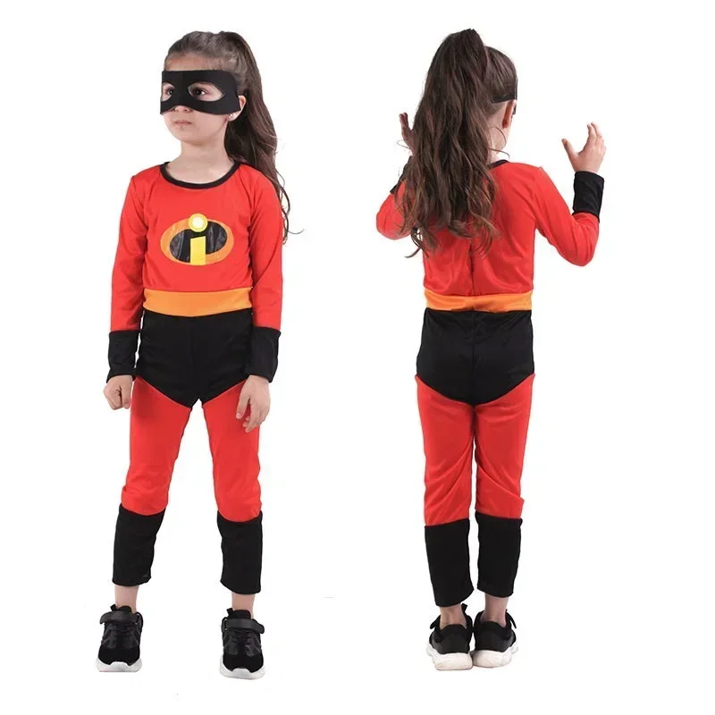 Dzieci The Incredibles przebranie na karnawał Anime The Incredibles czerwony kombinezon body maska ​​pełny zestaw kostiumy na Halloween dla kobiet mężczyzn