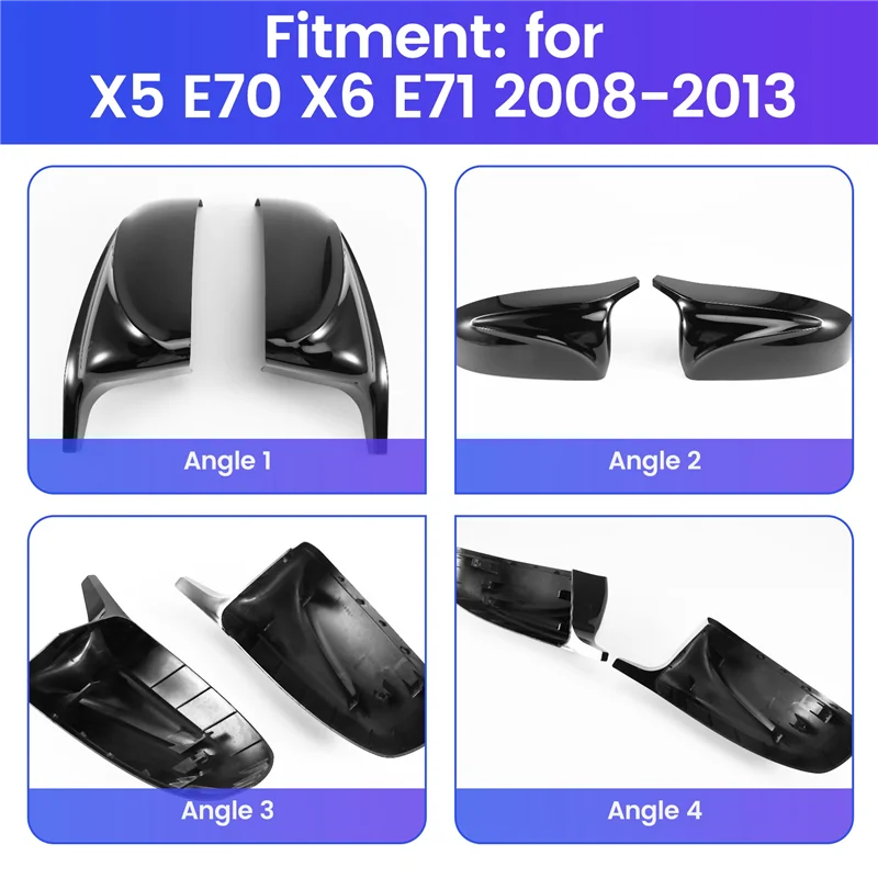 

AR-2Pcs Side Wing Rearview Modified Car Styling Horn Mirror Housing For BMW X5 E70 X6 E71 2008-2013