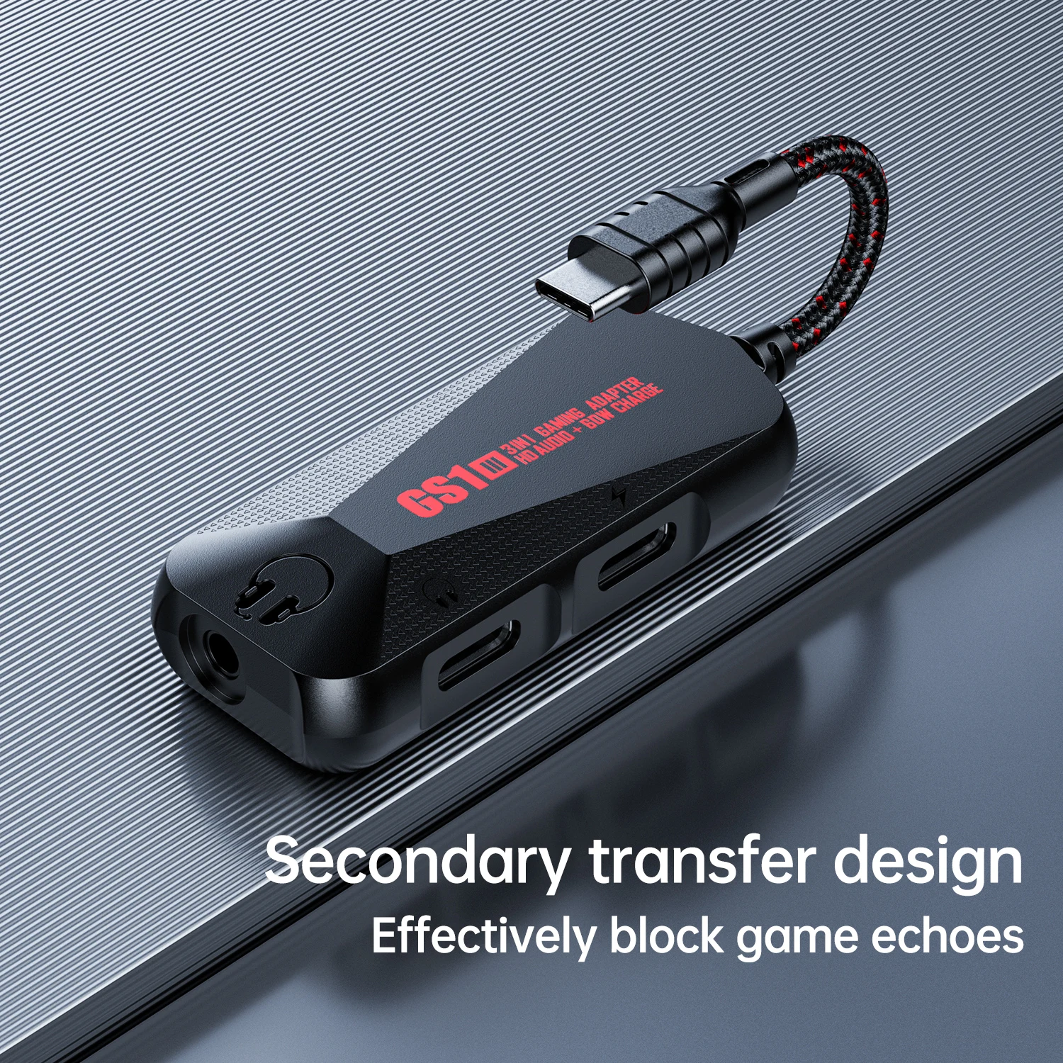New PLEXTONE GS1 Type-C PD、QC Fast Charge Three-in-one Game Phone Sound Card Hi-Res-level Sound Quality Charging Adapter