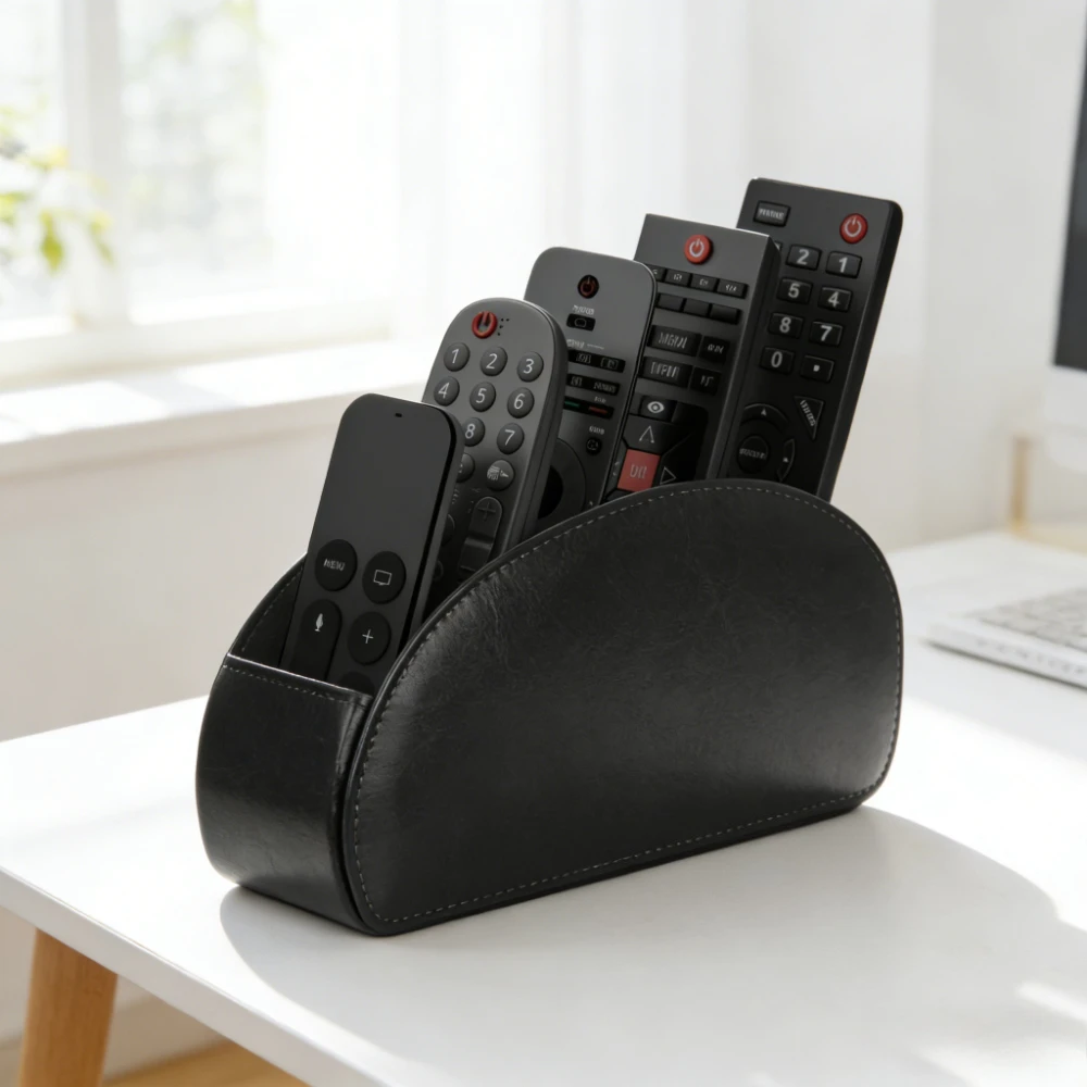 Desktop 5 Compartments Remote Control Box Living Room Storage Box PU Leather Air Conditioner TV Remote Control Bracket Storage