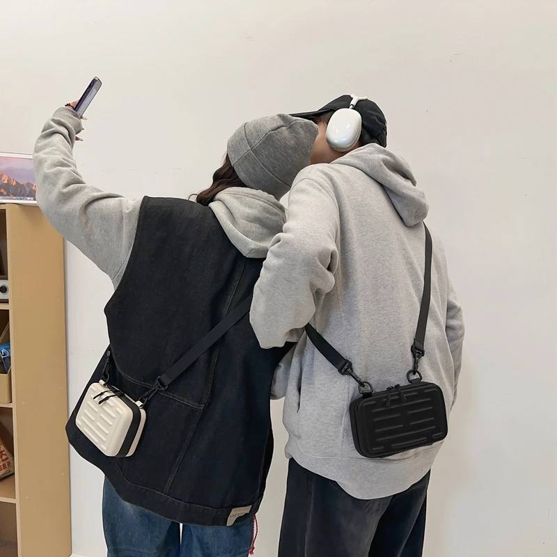 

Couple's Boxy Crossbody Bag Hard Shell Waterproof Sling Bag for Men Women for Party Outing School Festival Gift Shoulder Bag