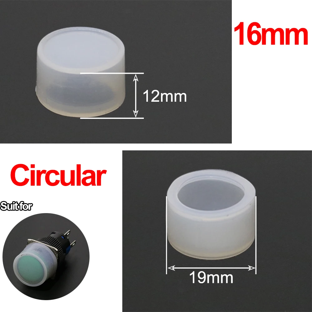 10pcs 16/22mm Button Switch Waterproof Cap pushbutton Protection silicon protective guard cover cap