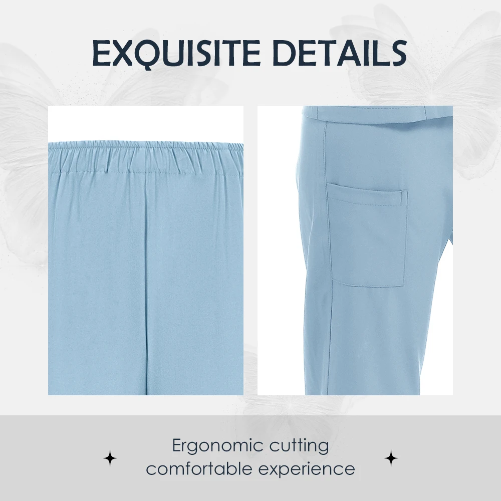 Heiße Verkäufe Frauen Krankenschwester Uniform Schnell Trocknend Stoff Einfarbig Kurzarm Hosen Anzug Pflege Arbeit Kleidung Zubehör