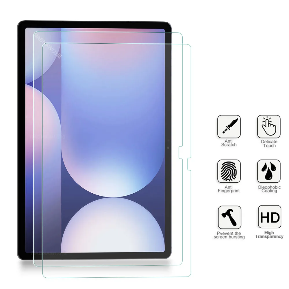 2 Pieces Oil-coating Clear Tempered Glass HD Hard Film Scratch Proof Screen Protector For Samsung Galaxy Tab S10+ S10 Plus 12.4