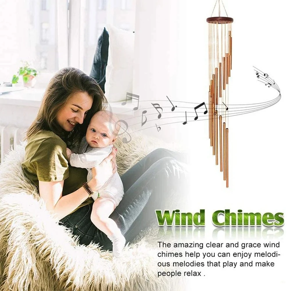 Aluminum Alloy Wind Chimes with Hook Gold/silver Bells for Outside Home Wedding Party Memorial Decoration Gifts 1piece 12 Tubes