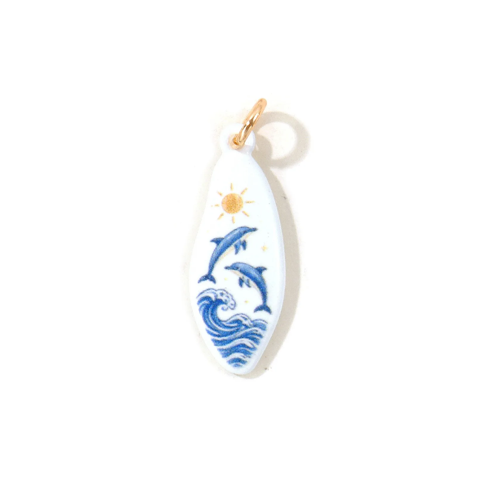 1 Stück Ozean-Schmuck Muschel-Schildkröten-Seepferdchen-Anhänger 18K vergoldet blau doppelseitig emailliert bedruckter Messinganhänger DIY 3x1cm – Detail 8