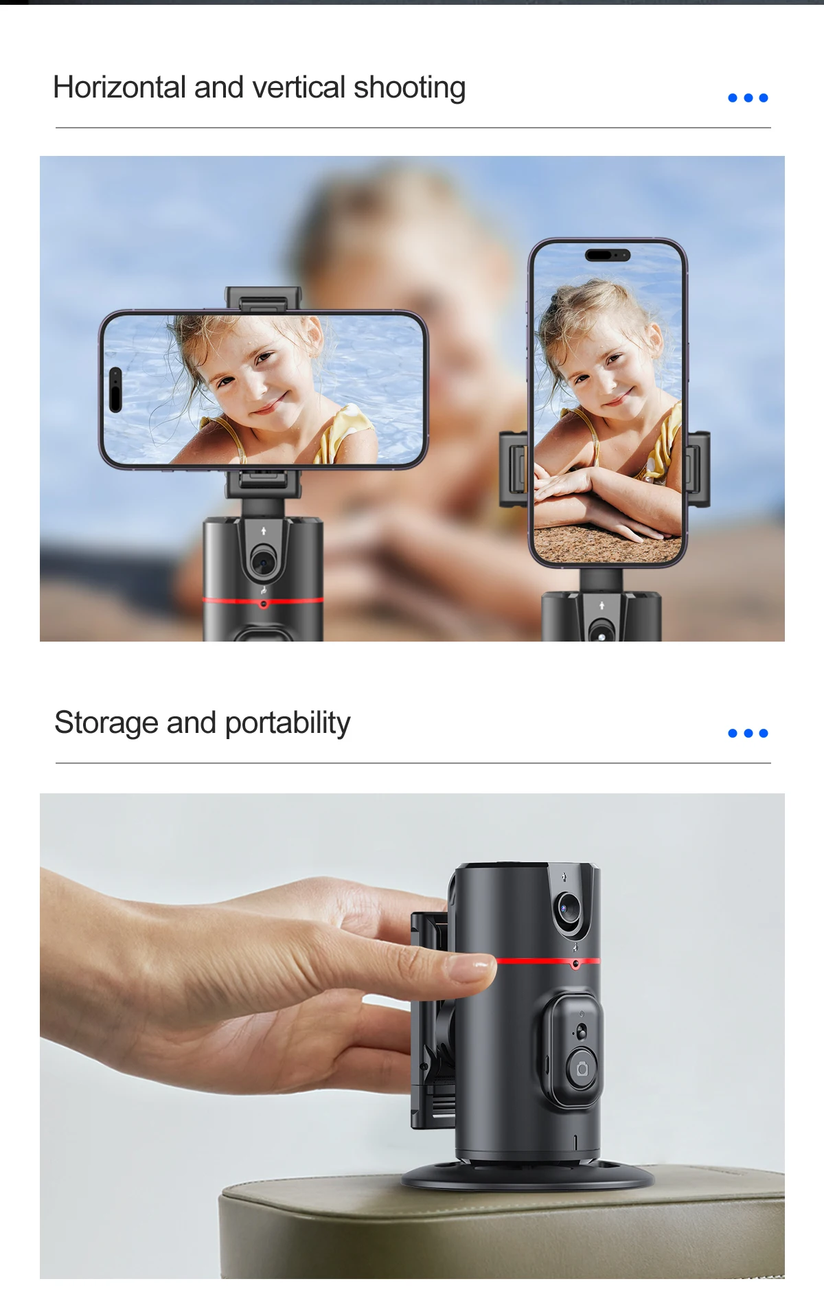 Настольный стабилизатор для селфи для смартфона, вращение на 360°, автоматический трек для лица, удаленный затвор, регулируемый объектив с умным жестом