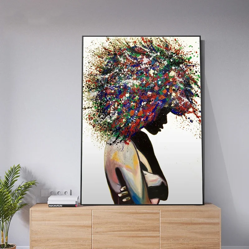1pc frameless Canvas Painting Sexy Woman with Graffiti Exploding Fluffy Hair Posters and Prints Canvas Paintings Wall Art Pictur